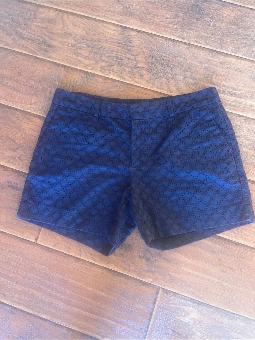 Banana Republic Navy Eyelet Flat-Front Women's Shorts